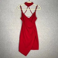 A'GACI Dress Womens Small Red Mini Wrap Chocker Sexy Party Cocktail Dancing