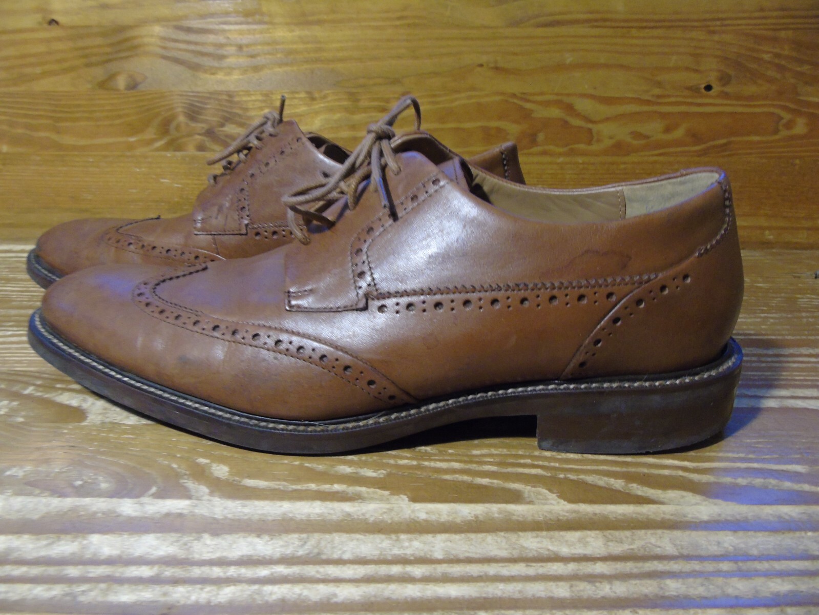 SAOLA Scarpe eleganti Cole Haan Grand OS in pelle marrone con punta alare da uomo taglia 9 1 2 M C20322
