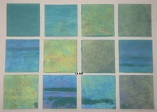 0116.31 - 12 - 1" x 1" IRIDIZED OPAQUE TURQUOISE BULLSEYE 3mm THICK GLASS 90 COE