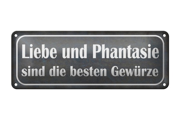 Blechschild Spruch 27X10 Cm Liebe Phantasie Beste GewüRze Deko Schild Tin Sign-image