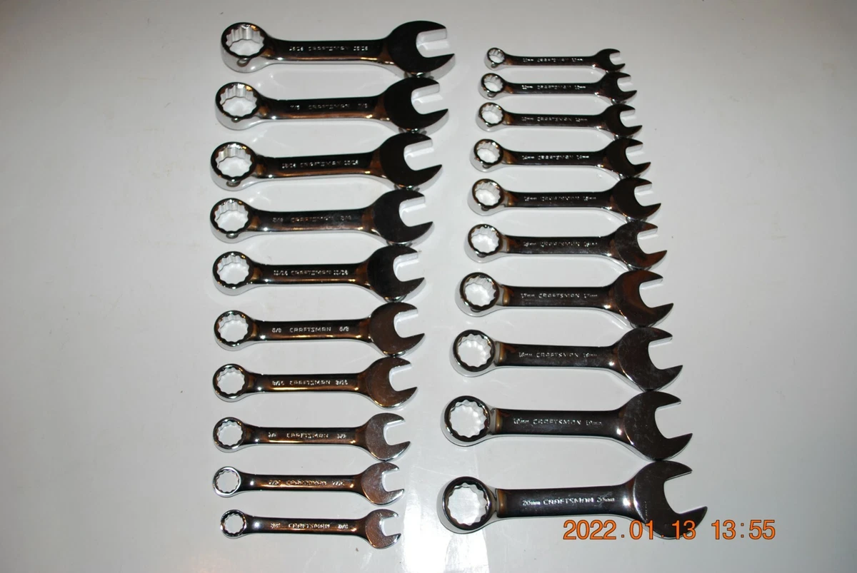 CRAFTSMAN 20 PC 12 PT FULL POLISH STUBBY WRENCH SET STD MET 34956