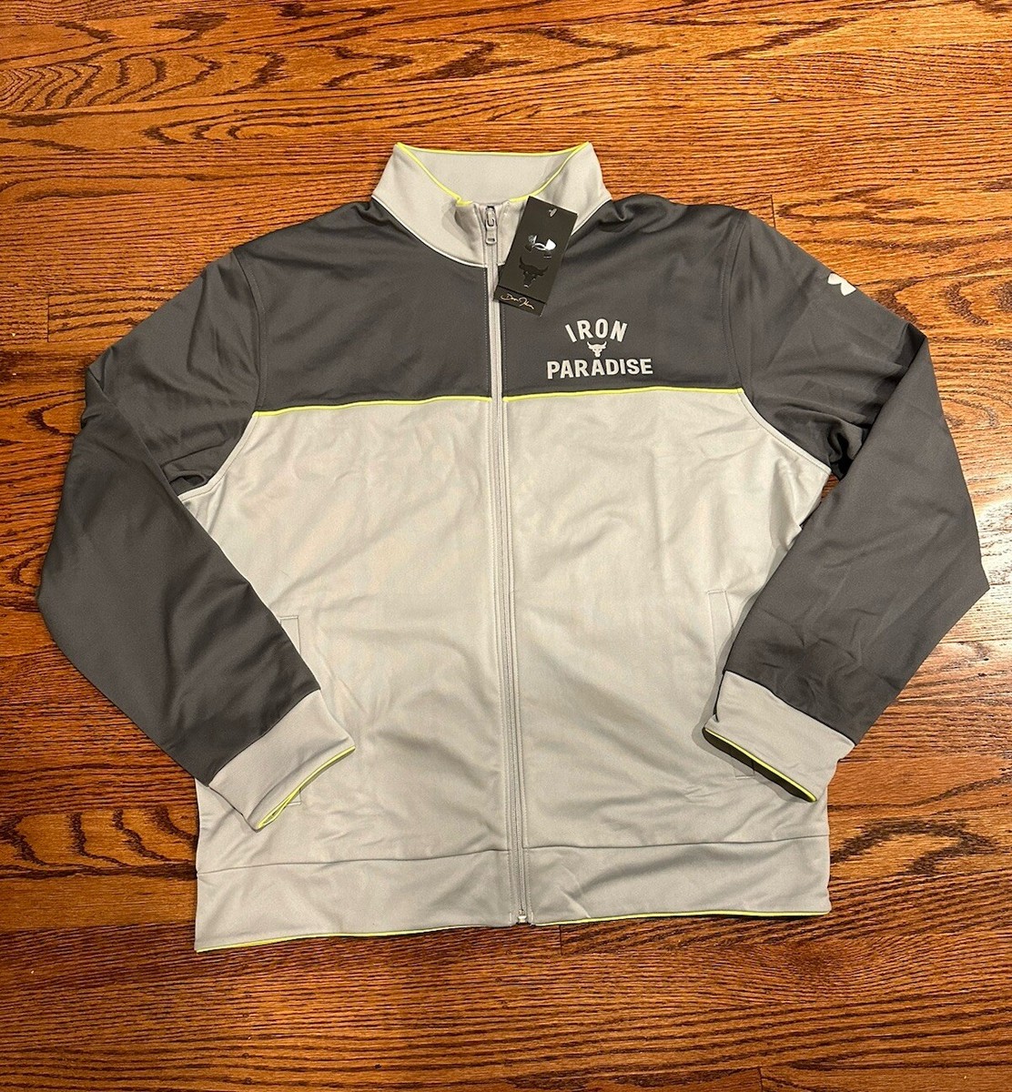 Under Armour Track Jacket Project Rock Iron Paradise Grey UA Knit Men’s  Size XL