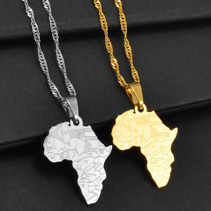 Buy GoldChic Jewelry Personalized Black Africa Necklace with Chain  22”+2”,Tribal Africa Map Necklace,Hiphop Necklace for Men Women at Amazon.in