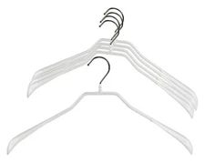 5 Pack White BodyForm Non-Slip Space-Saving Hangers 16-1/2" Jackets Coats