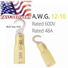 50-200pcs Heat Shrink Electrical Wire Connectors 10-12AWG Hook Crimp Terminals