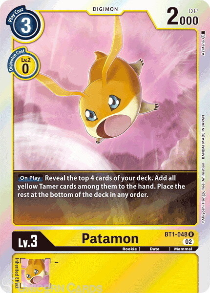 BT1-048 Patamon :: Rare Foil Digimon Card :: RB01: Resurgence Booster ::