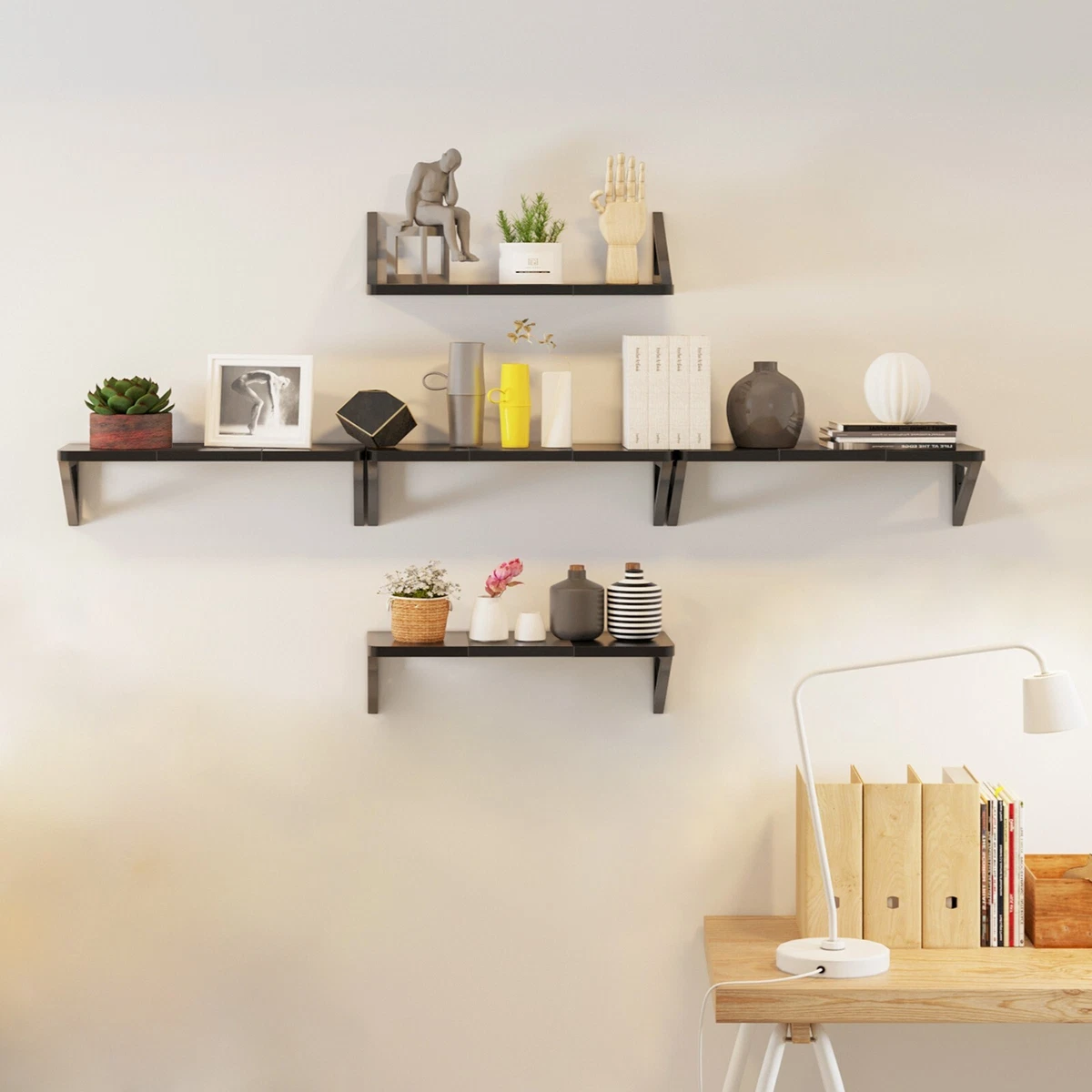 Pack Small Floating Shelves for Wall, Plastic Small Black Shelf 4