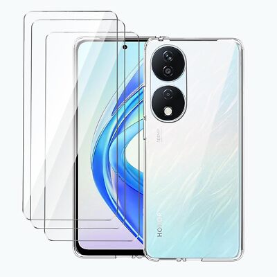 Hülle für Honor 90 SMART Klar Silikon Stoßfest Handy Cover & Displayschutz
