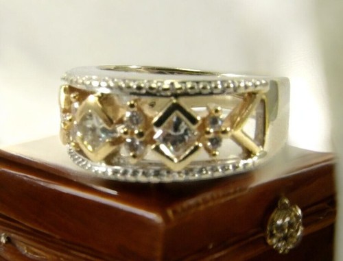 14k White and Yellow Gold Ring with .50ctw Diamond Size 5.25 SAVE $1100 #R545 - 第 1/9 張圖片