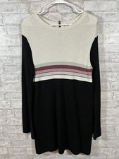 Free People Womens Black Colorblocked Striped Crewneck Sweater Dress Size Medium
