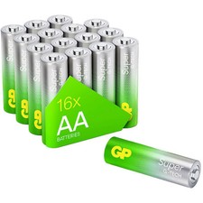 Image of GP GPSUP15A067S16 Super AA Batteries 1.5V 16 Pcs 50% More Power Leakproof