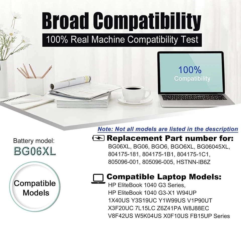 Batería BG06 BG06XL para HP EliteBook 1040 G3-Z Series 805096-001 BGO6XL Foto 2 de 4
