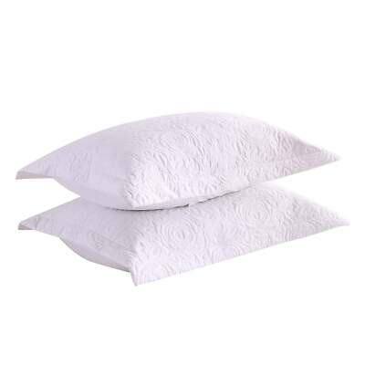 2PCS Embroidered Pillow Shams King Decorative Microfiber Pillow Shams King Size