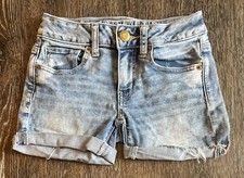 Women's American Eagle Midi Super Stretch Blue Jean Shorts Size 00