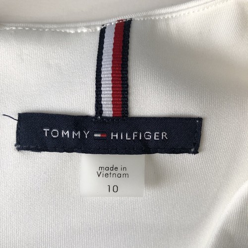 Tommy Hilfiger Colorblock Navy Blue White Buttons Dress Sleeveless Size 10 - Picture 3 of 15