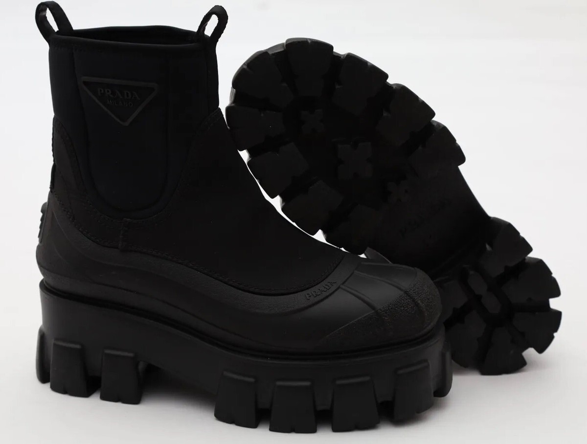 PRADA Re-Nylon 6.5モノリス ナイロンギャバジン ブーツ Prada Monolith Nylon Gabardine Boots Size 35.5/US 5.5 in