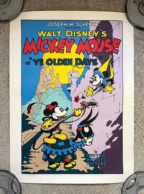 WALT DISNEY'S MICKEY MOUSE ''YE OLDEN DAYS'' PRINT POSTER Original 31 x 22.5