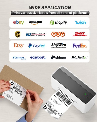 Bluetooth Shipping Label Printer or 4x6 Thermal Paper for Small Business Lot - Picture 4 of 18