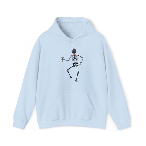 Skeleton Hoodie, Halloween Hooded Sweatshirt, Skeleton Martini Fun Hoodie, bow - Picture 30 of 46