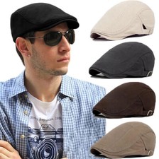Vintage Men's Solid Cotton Flat Gatsby Cap Cabbie Lvy Irish Driving Newsboy Hat