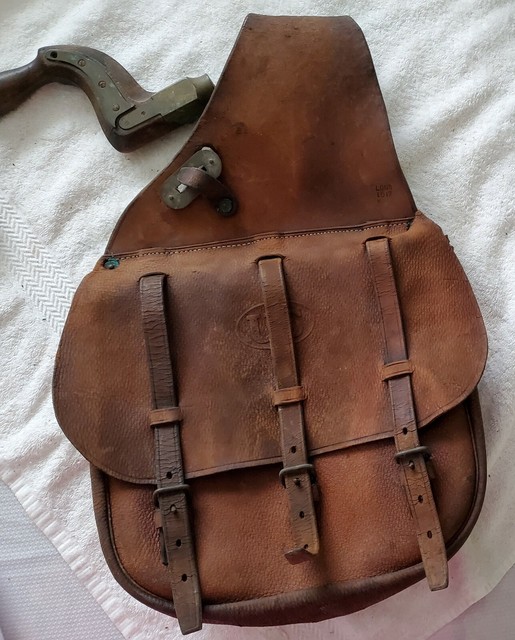 VTG 1917 US WW1 Saddle Postal Brown Leather Messenger Briefcase Mail