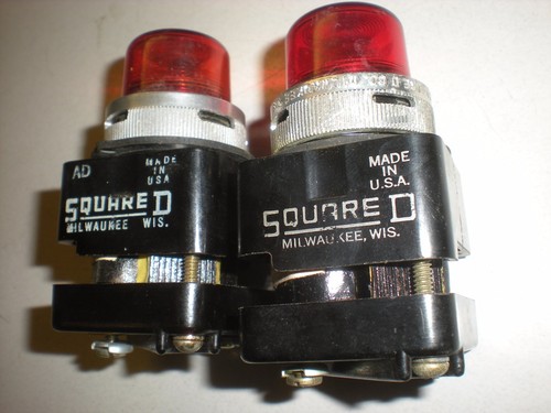 Lot of (2) Square D Type TP1 Panel Lights - 120V - Red Lens - Bayonet Base - Picture 2 of 5