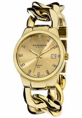 Akribos XXIV Womens Diamond Chain Bracelet Watch AK608YG for  display picture 2