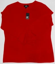 NEW NWT LANDS' END 100% Cashmere Crew Neck Sweater Rich Red Women Sz Large $169