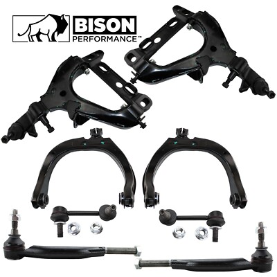 Bison Performance 8pc Front Control Arm Sway Bar Outer Tie Rod Kit For Chevy GMC