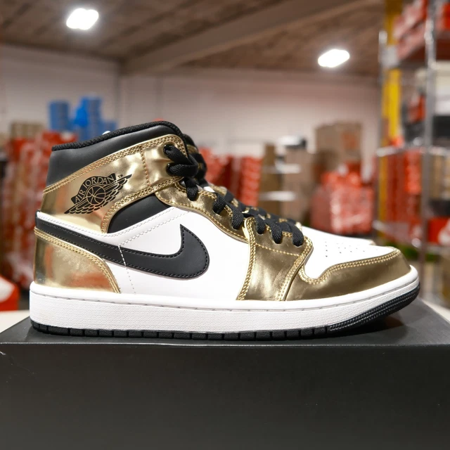 Jordan 1 Mid Metallic Gold Black White DC1419-700 Men's