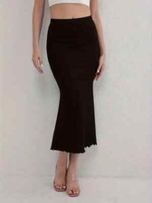 new in pkg black pattern pullon long skirt size large 8-10