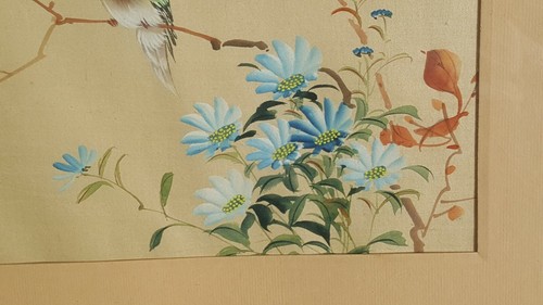 EARLY CHINESE PAINTING FLOWERS + Birds signed artist? Estate find - Picture 7 of 8