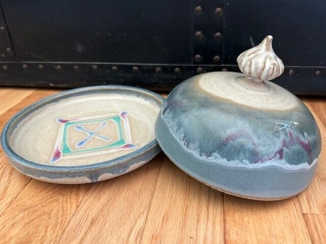 Studio Pottery Butter Dome 1980’s Signed