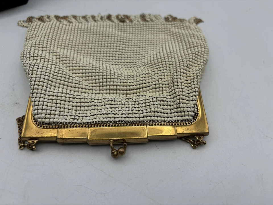 Whiting & Davis ар-деко кремовая эмаль бахрома сетки сумочки сумка Hollywood regency - Изображение 3 из 4