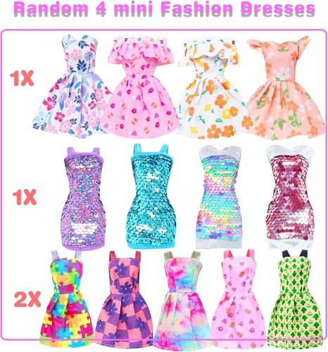 50 PCS Barbie Clothes Doll Fashion Wear Clothing Outfits Dress up Gown Shoes Lot - Picture 20 of 24