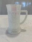 Federal Carnival Milk Glass Iridescent Beer Stein Mug Embossed 6" Tall Vintage