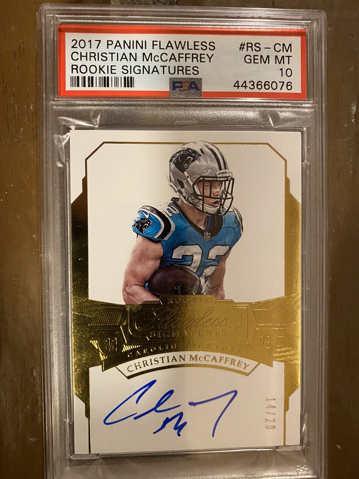 Christian McCaffrey Panini Flawless Collegiate Rookie Patch Autograph #CM Sapphire