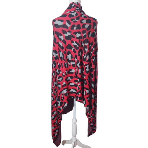 Colleen Lopez Red Leopard Print Open Front Shrug Size XL/1X Red Leopard Cardigan - Picture 2 of 7