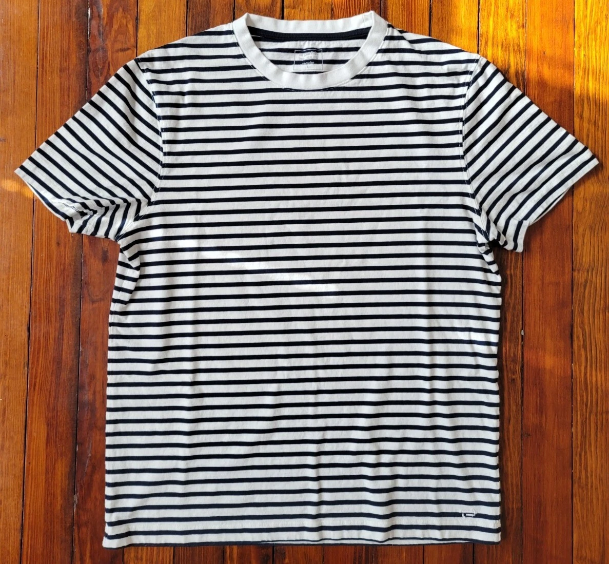 le parfait by Jules Men Blue White Striped Short Sleeve Shirt Sz Large