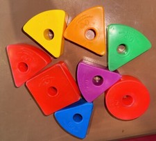 Vintage Fisher Price Multi Color Shapes Stacking Plastic Blocks