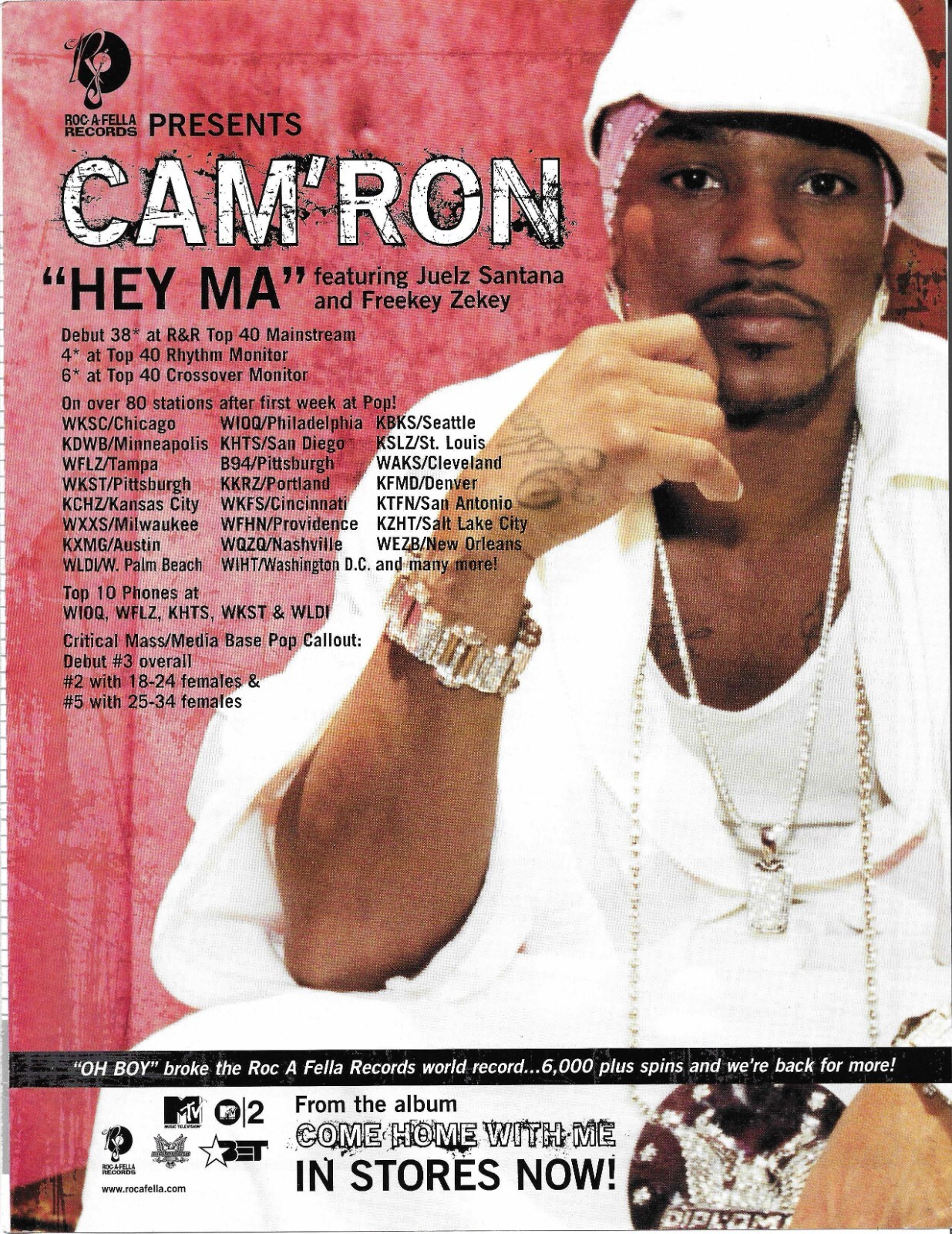 CAM’RON Vintage 2002 hey Ma PROMO TRADE AD Poster for Come MINT 8.5x11 camron
