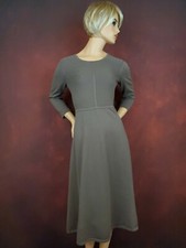 Anne Klein Knit Dress 3/4 Sleeves A-Line Full Skirt Brown Casual Work Clothes