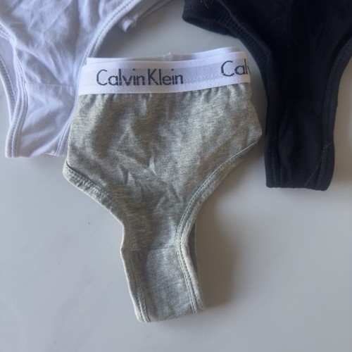 Calvin Klein Thong 3-Pack – Black, Grey & White – Size L (Fits S/M) - Picture 4 of 6
