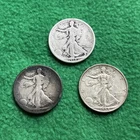 Walking Liberty Half Dollar Lot of 3 - 90% Silver - Nice Date Variety