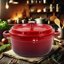 Premium Enamel Dutch Oven Cast Iron Frying Pan 3 Layered Stew Pot Gift