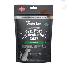 Vet Strength Pre, Post  Zesty Paws Probiotic Bites for Dogs supports Gut Health