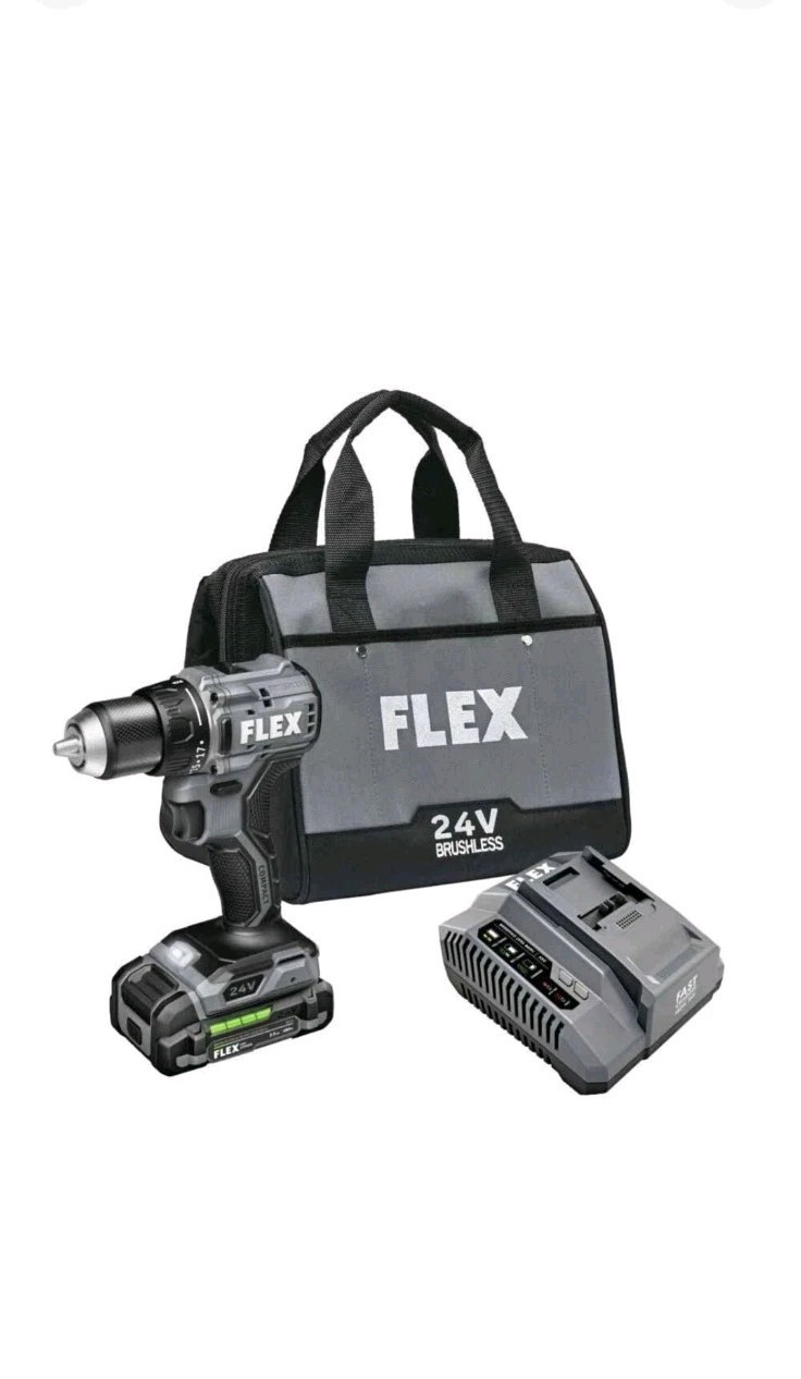 Flex FX1131-1A 24V 1/2" 2-Speed Compact Cordless Drill Driver Kit, 2.5Ah Battery