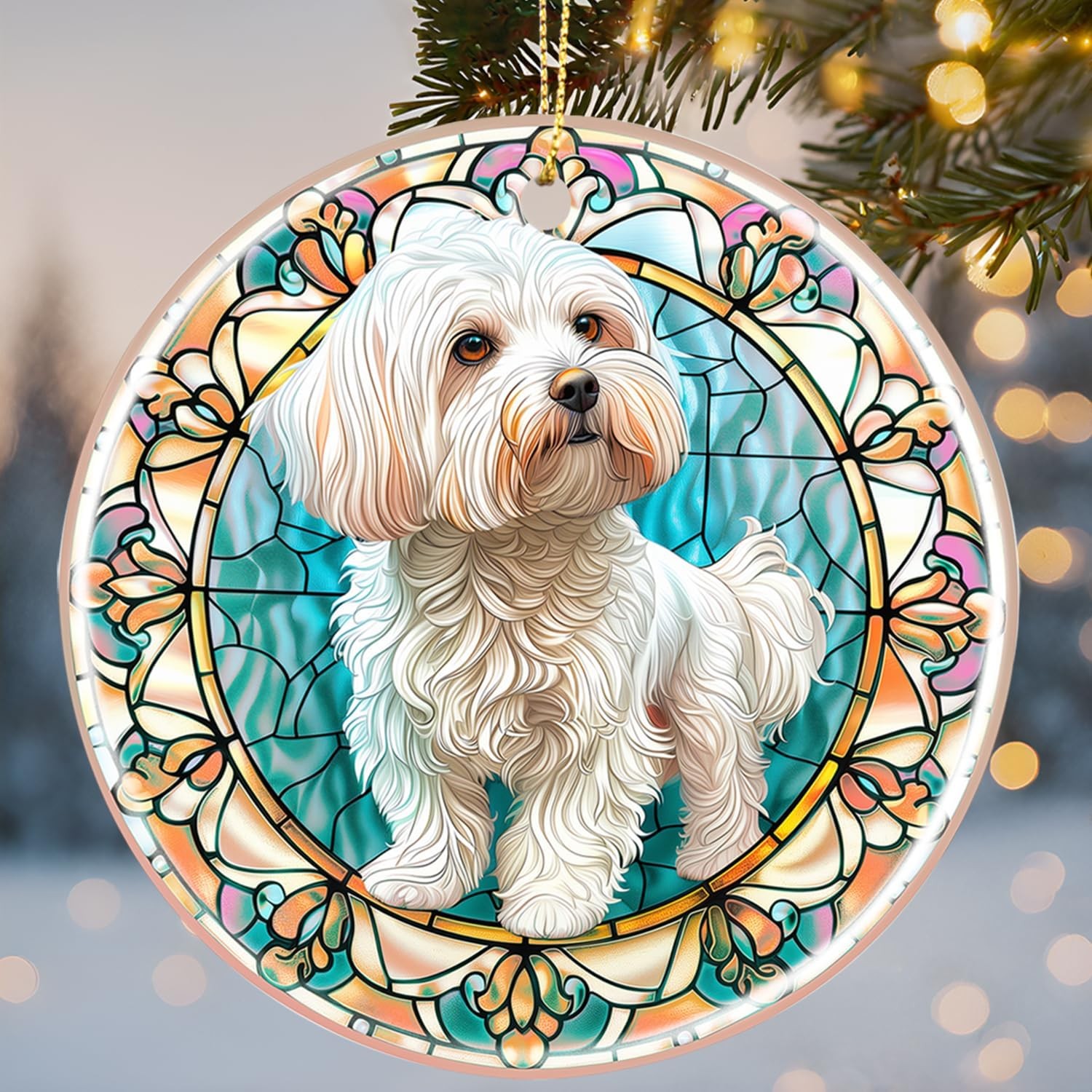 Bichon Frise Christmas Ornament Bauble Keepsake Decor Animal Lovers Tree Gifts 