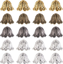 100Pcs Flower Bead Caps Tibetan Antique Style Alloy Floral End Caps Covers 15X11