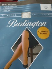 Vintage Burlington Pantyhose Classic Full Figure White Queen 3 New
